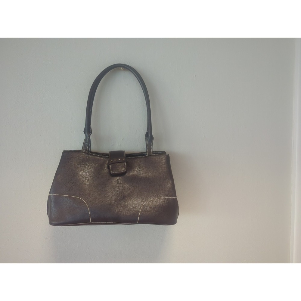 Y2K‎ Villager Liz Claiborne Dark Brown PVC Pebbled Shoulder Tote Bag